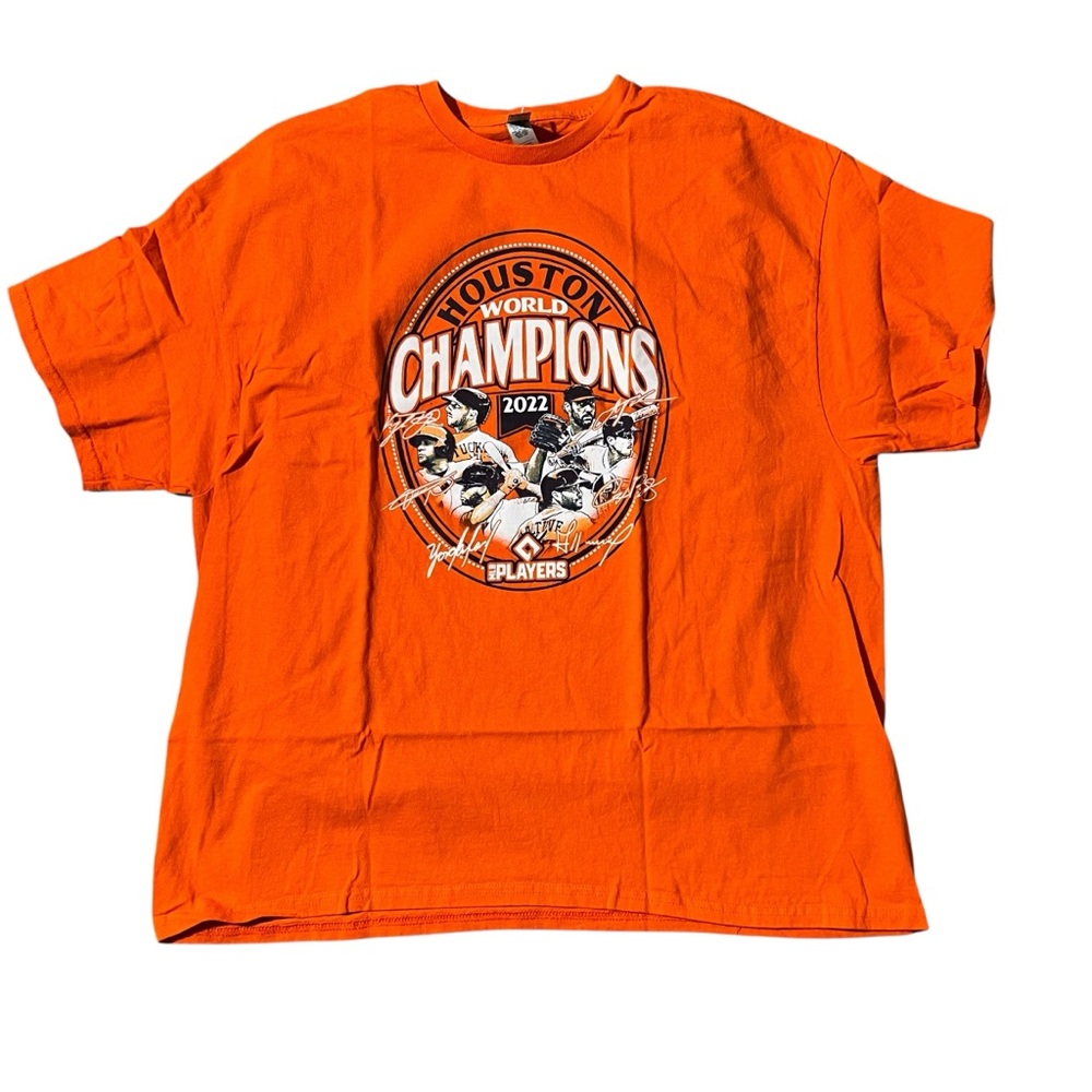 Houston Astros Champions 2022 Heavyweight Cotton Orange T-Shirt